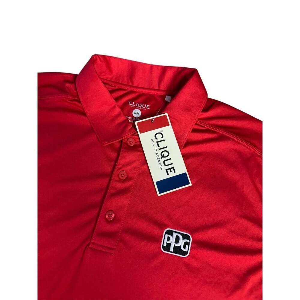 Clique Golf Polo Shirt PPG Embroidered Red NEW
